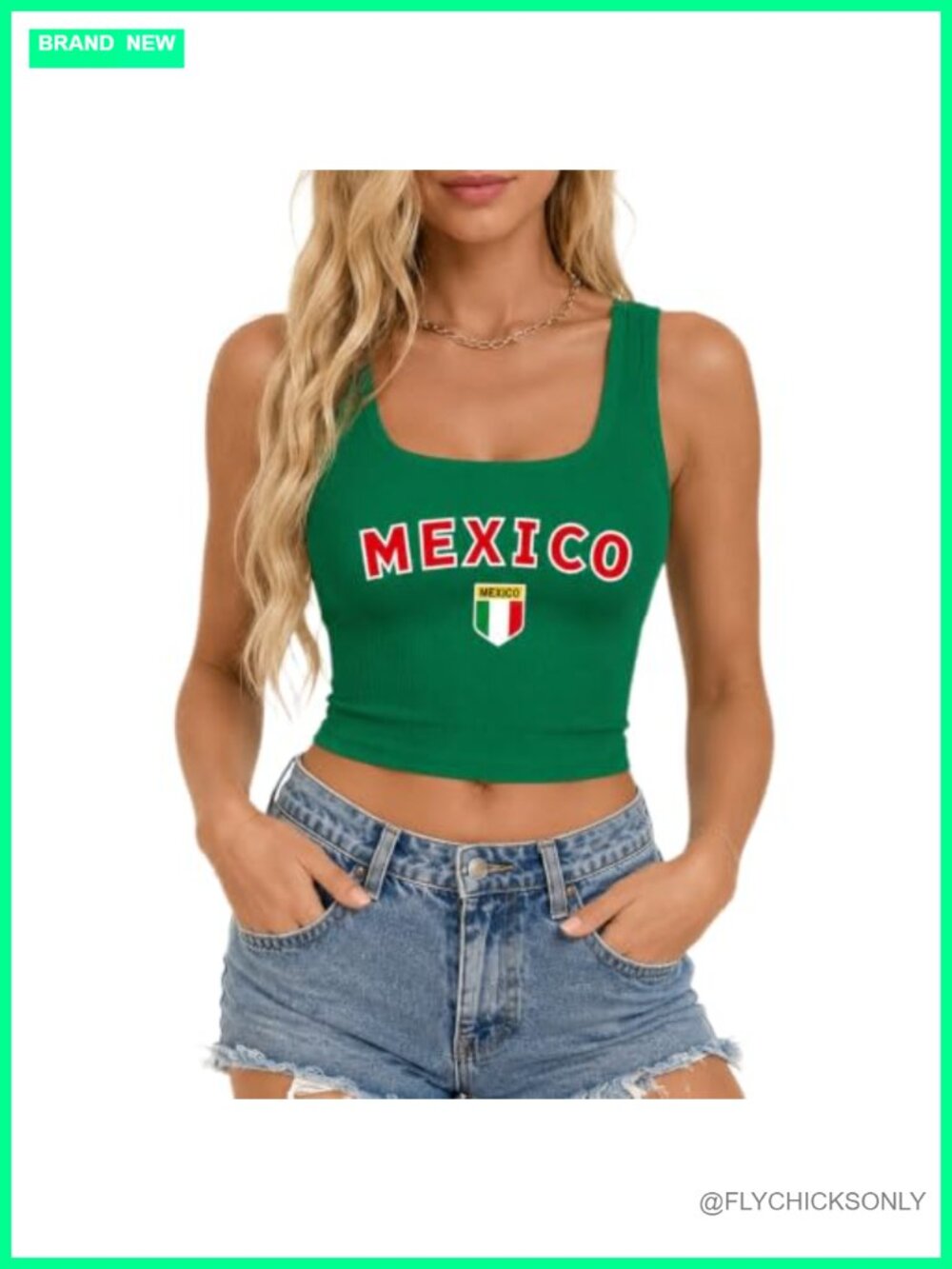 Mexico Graphic Crop Tank Top Cotton Blend Summer Festival Top